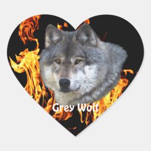 GRAY WOLF & FOREST FIRE Wildlife Support Hart Sticker