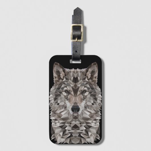 Gray Wolf Geometric Portret Bagagelabel (Voorkant (verticaal))