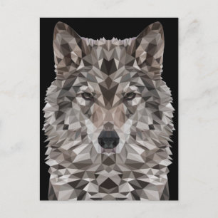 Gray Wolf Geometric Portret Briefkaart