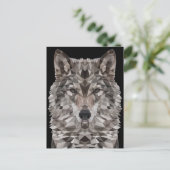 Gray Wolf Geometric Portret Briefkaart (Staand voorkant)