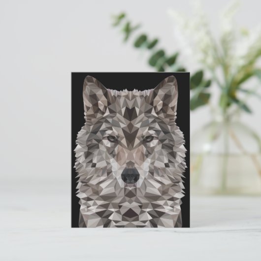 Gray Wolf Geometric Portret Briefkaart (Staand voorkant)