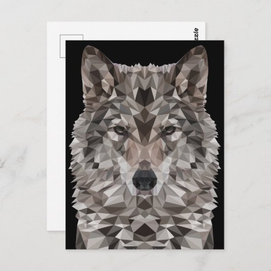 Gray Wolf Geometric Portret Briefkaart (Voorkant / Achterkant)