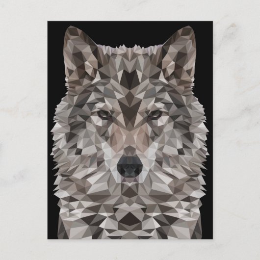 Gray Wolf Geometric Portret Briefkaart (Voorkant)