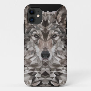Gray Wolf Geometric Portret Case-Mate iPhone Case