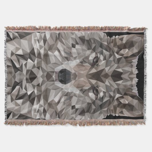 Gray Wolf Geometric Portret Deken (Voorkant)
