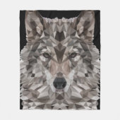 Gray Wolf Geometric Portret Fleece Deken (Voorkant)