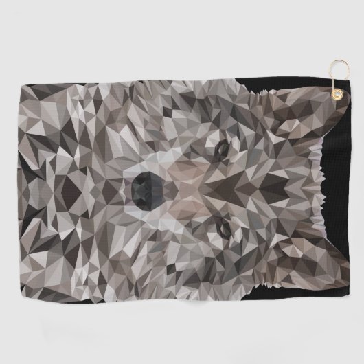 Gray Wolf Geometric Portret Golfhanddoek (Horizontaal)