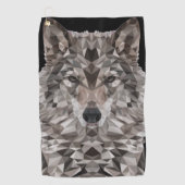 Gray Wolf Geometric Portret Golfhanddoek (Voorkant)