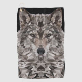 Gray Wolf Geometric Portret Golfhanddoek