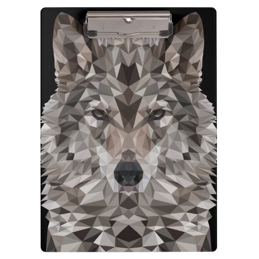 Gray Wolf Geometric Portret Klembord (Voorkant)