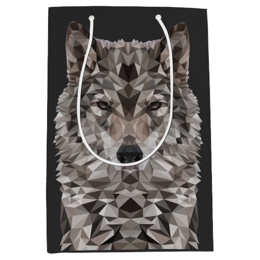 Gray Wolf Geometric Portret Medium Cadeauzakje (Voorkant)