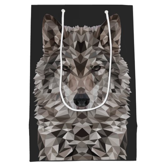 Gray Wolf Geometric Portret Medium Cadeauzakje (Achterkant)