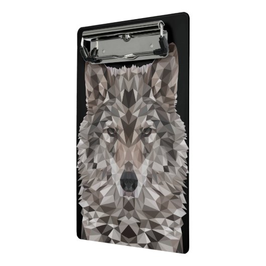Gray Wolf Geometric Portret Mini Klembord (Angled2)