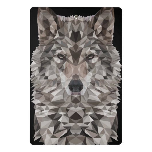 Gray Wolf Geometric Portret Mini Klembord (Achterkant)