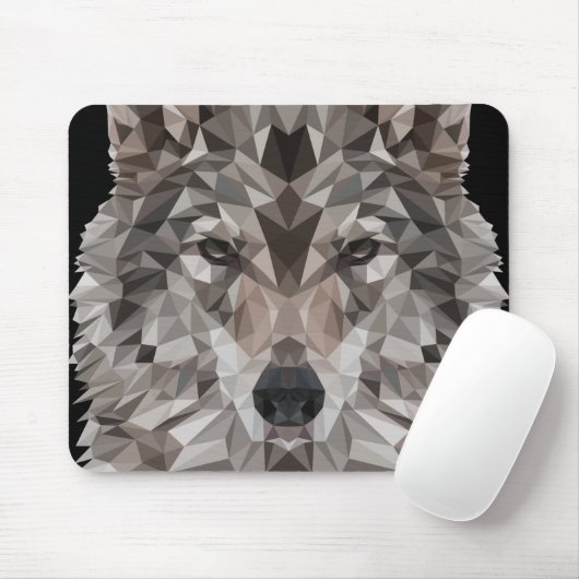 Gray Wolf Geometric Portret Muismat (Met muis)