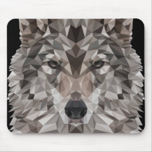 Gray Wolf Geometric Portret Muismat