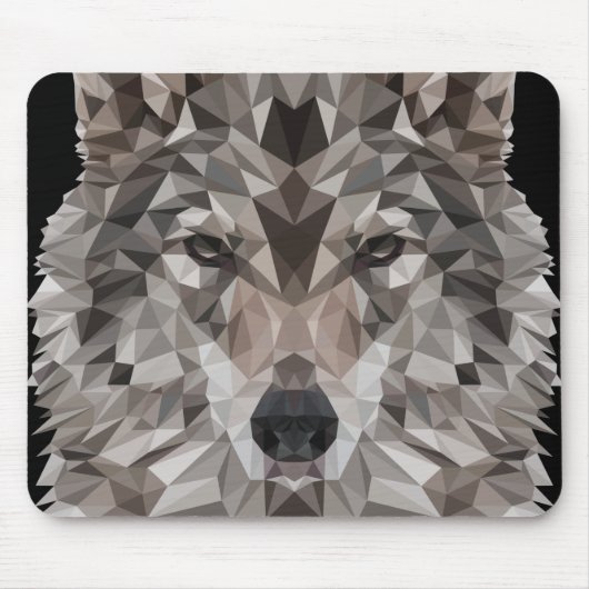 Gray Wolf Geometric Portret Muismat (Voorkant)