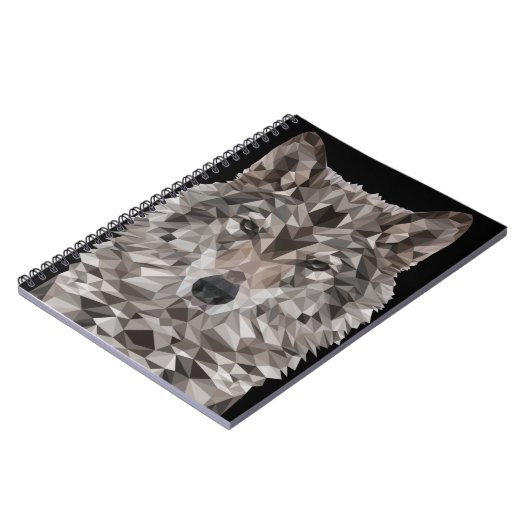 Gray Wolf Geometric Portret Notitieboek (Linkerzijde)