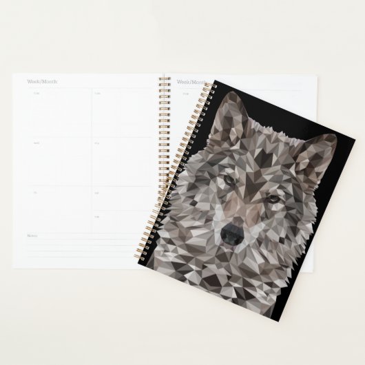 Gray Wolf Geometric Portret Planner (Display)