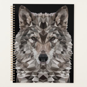 Gray Wolf Geometric Portret Planner