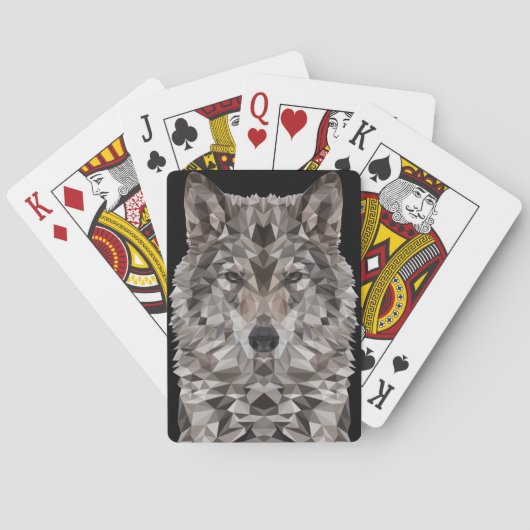 Gray Wolf Geometric Portret Pokerkaarten (Achterkant)