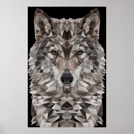 Gray Wolf Geometric Portret Poster (Voorkant)