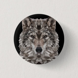 Gray Wolf Geometric Portret Ronde Button 3,2 Cm