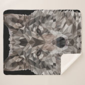 Gray Wolf Geometric Portret Sherpa Deken (Voorkant (horizontaal))