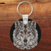 Gray Wolf Geometric Portret Sleutelhanger (Voorkant)