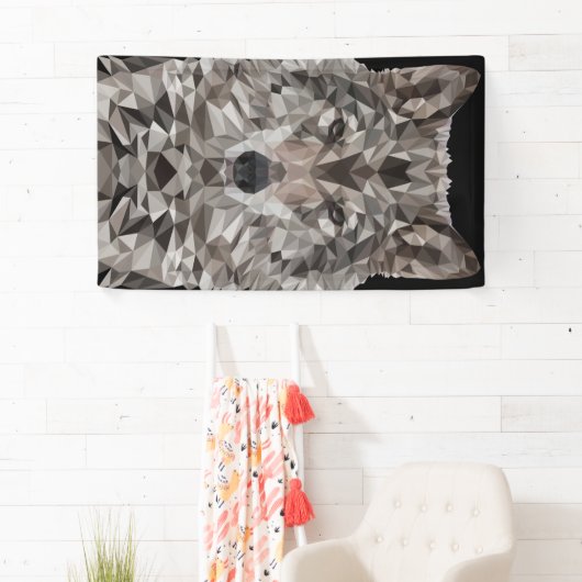 Gray Wolf Geometric Portret Spandoek (Insitu)