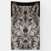 Gray Wolf Geometric Portret Spandoek (Verticaal)