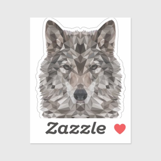 Gray Wolf Geometric Portret Sticker (Vel)