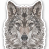 Gray Wolf Geometric Portret Sticker (Voorkant)