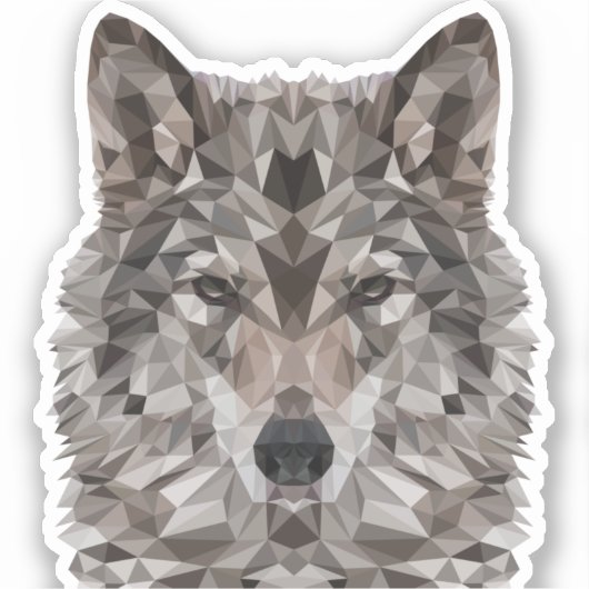 Gray Wolf Geometric Portret Sticker (Voorkant)