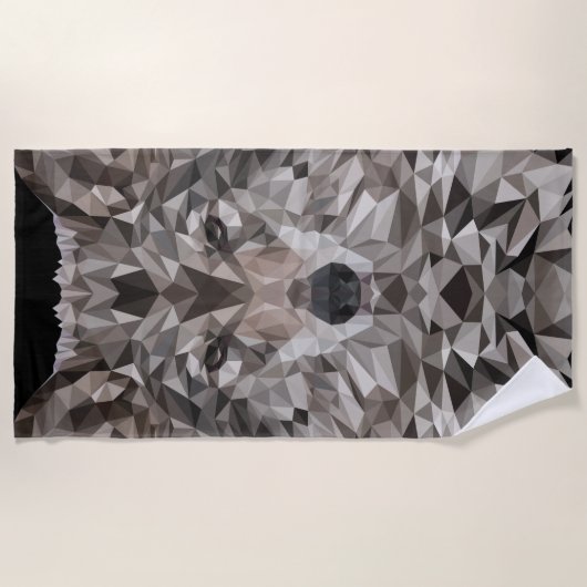 Gray Wolf Geometric Portret Strandlaken (Voorkant)
