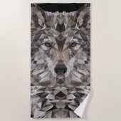 Gray Wolf Geometric Portret Strandlaken (Voorkant)