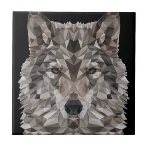 Gray Wolf Geometric Portret Tegeltje