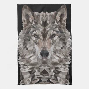 Gray Wolf Geometric Portret Theedoek