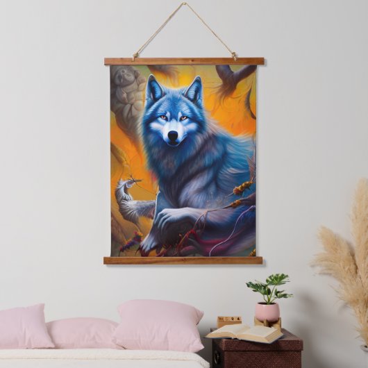 Gray Wolf Hangend Wandkleed (Slaapkamer)
