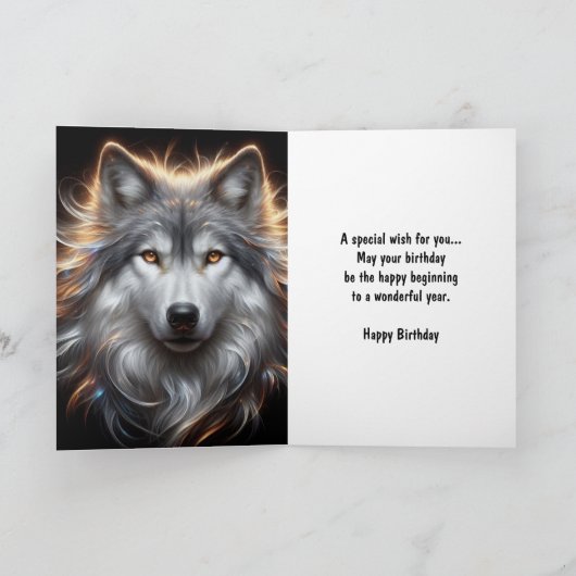 Gray Wolf Happy Birthday Card Kaart (Binnen)
