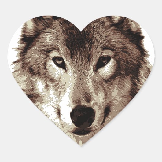 Gray Wolf Hart Sticker (Voorkant)