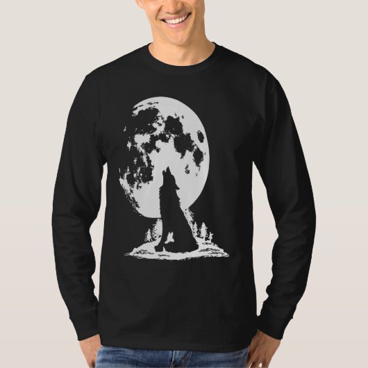 Gray Wolf Howling at Moon T-shirt (Voorkant)