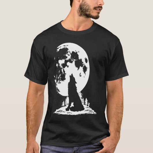 Gray Wolf Howling at Moon T-shirt (Voorkant)