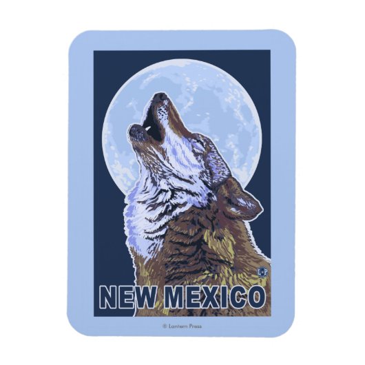 Gray Wolf Howling New Mexico Magneet (Verticaal)