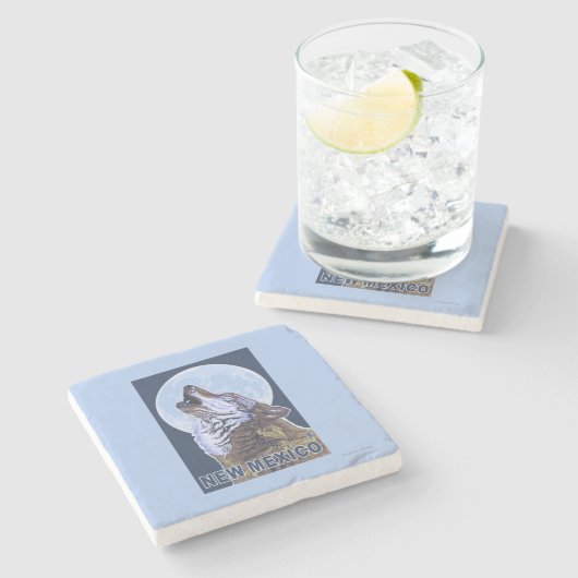 Gray Wolf Howling New Mexico Stenen Onderzetter (Zijkant)