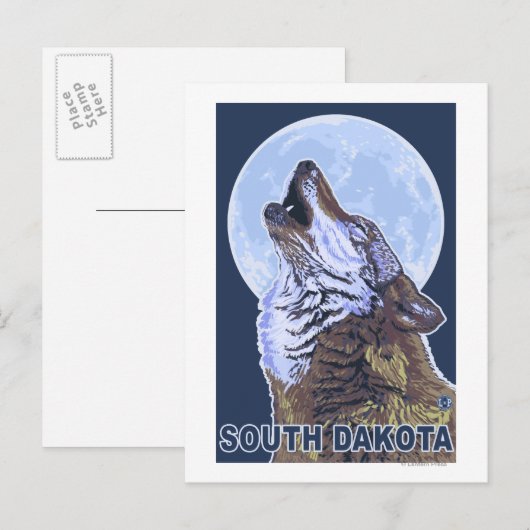 Gray Wolf Howling South Dakota Briefkaart (Voorkant / Achterkant)