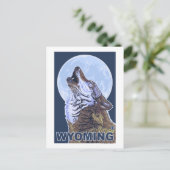 Gray Wolf Howling Wyoming Briefkaart (Staand voorkant)
