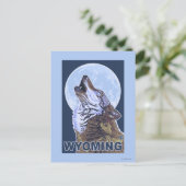 Gray Wolf Howling Wyoming Briefkaart (Staand voorkant)