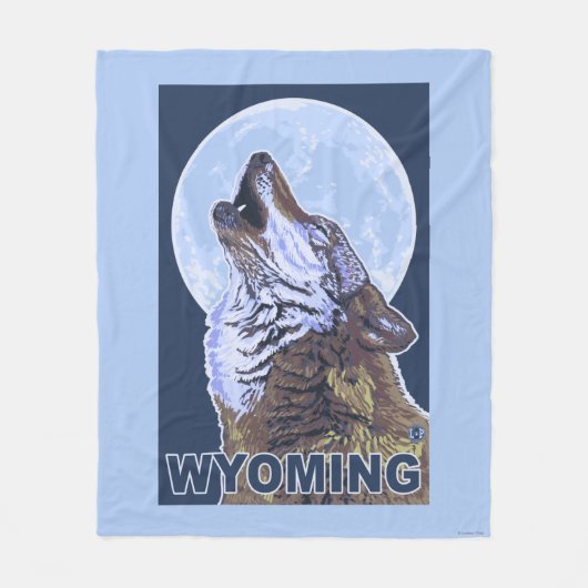Gray Wolf Howling Wyoming Fleece Deken (Voorkant)