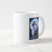 Gray Wolf Howling Wyoming Grote Koffiekop (Voorkant rechts)